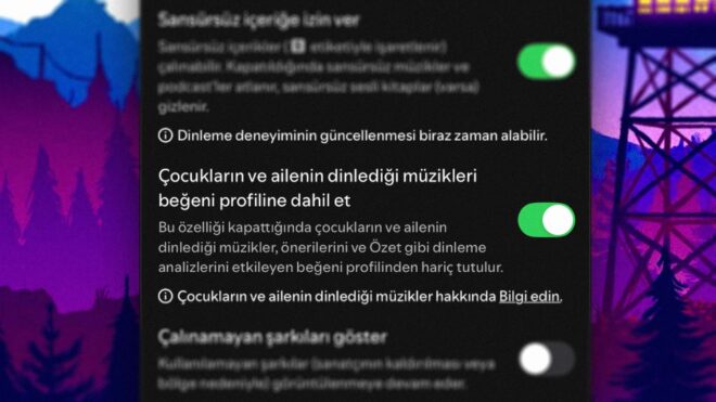 Spotify çocuk müzik ayarı